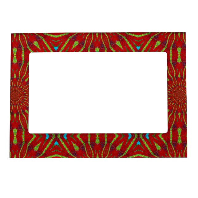   Boho Mandala Art Red Trippy Flower Tribal Ethnic Magnetic Frame (Front)