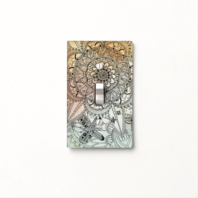 Boho Mandala Bohemian Art Light Switch Cover (In Situ)