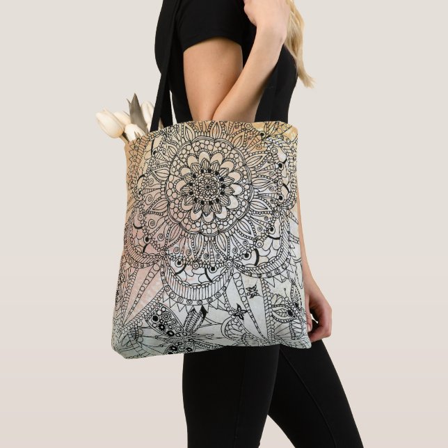 Boho Mandala Bohemian Art Tote Bag (Close Up)