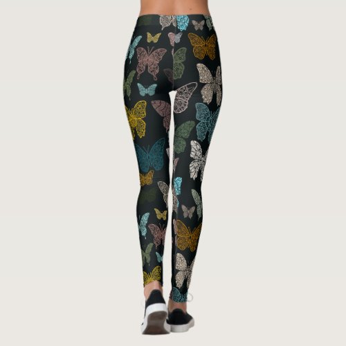 Boho Mandala Butterflies Leggings