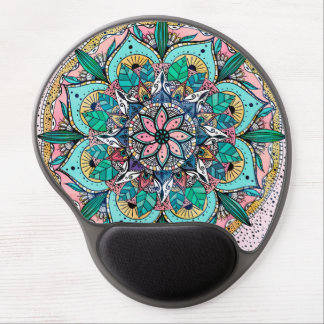 Boho Mandala Colorful Watercolor Floral Gel Mouse Pad