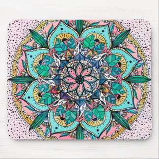 Boho Mandala Colorful Watercolor Floral  Mouse Pad