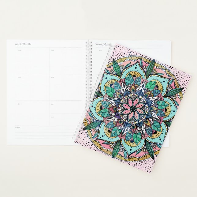 Boho Mandala Colorful Watercolor Floral Planner (Display)