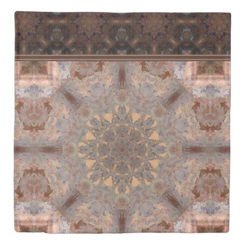 Boho Mandala Copper Brown Peach Light Yellow Zen Duvet Cover