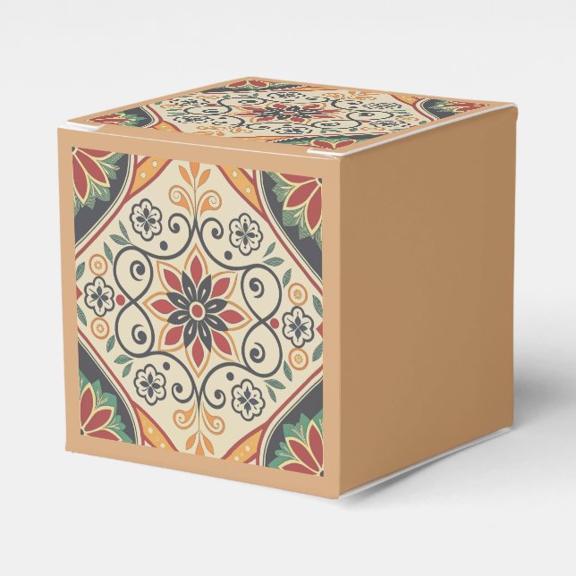 Boho Mandala Favor Box – Earthy Floral Pattern (Front Side)