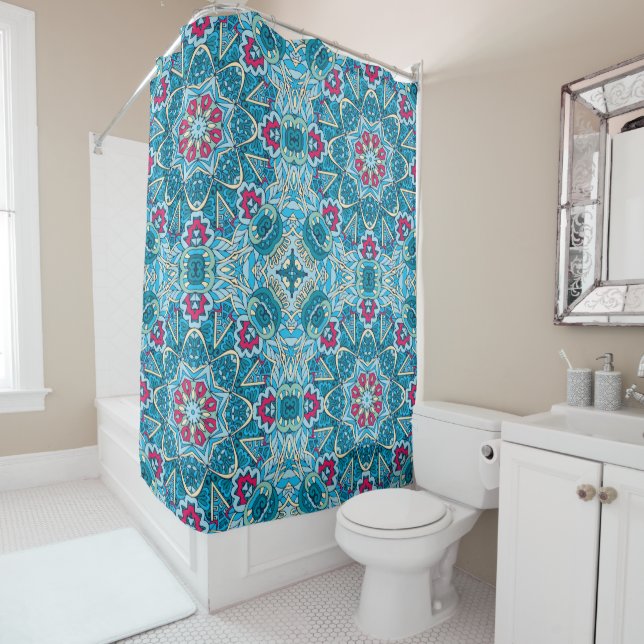 Boho Mandala Festive  Shower Curtain (In Situ)