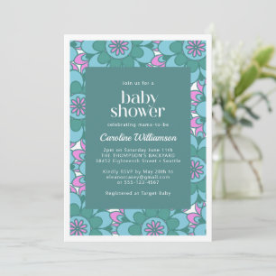 Boho Mandala Flower Colorful Groovy Baby Shower Invitation