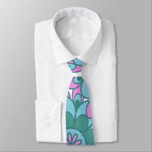 Boho Mandala Flower Colorful Retro Groovy Pattern Neck Tie