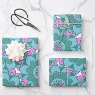 Boho Mandala Flower Colorful Retro Groovy Pattern Wrapping Paper Sheets