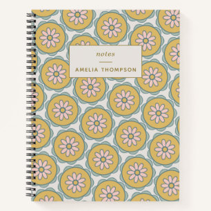Boho Mandala Flower in Yellow Personalized Notebook