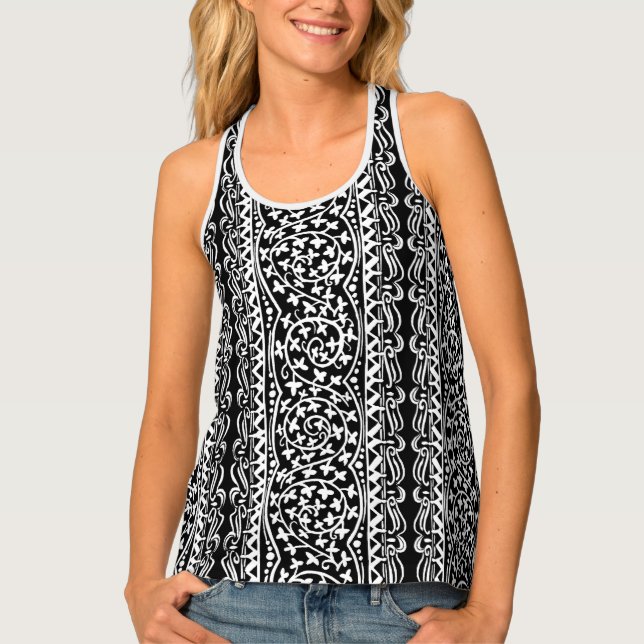 Boho Mandala Flower & Leaf Tank Top (Front)