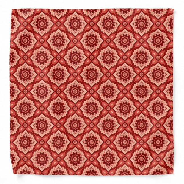 Boho Mandala Geometric Floral Pattern Bandana (Front)