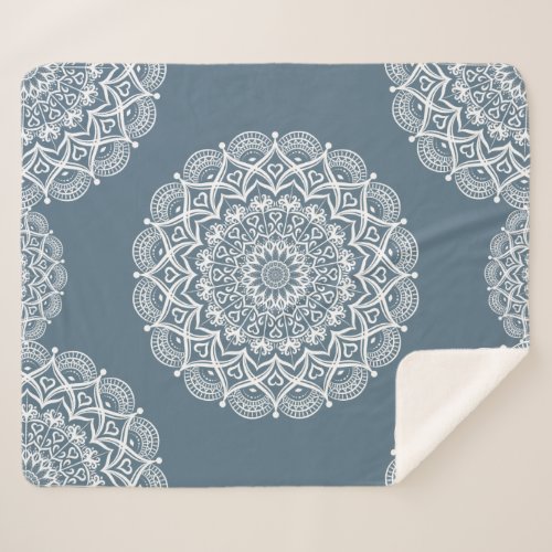 Boho Mandala Grayish Blue Elegant Decorative Sherpa Blanket