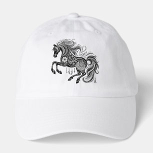 Boho Mandala Horse Ornate Floral Line Art Design Hat