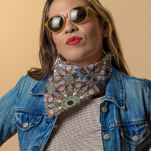 Boho Mandala Intricate Blue Red Green Kaleidoscope Bandana