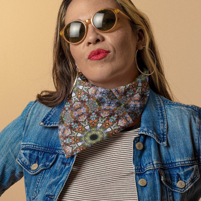 Boho Mandala Intricate Blue Red Green Kaleidoscope Bandana (Creator Uploaded)