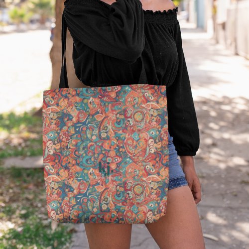 Boho Mandala  Monogram Tote Bag