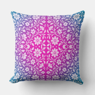 Boho Mandala Pink & Purple throw Pillow