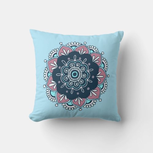 Boho Mandala Reversible Throw Pillow
