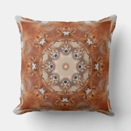 Boho Mandala Rust Grey Dusty Peach Throw Pillow