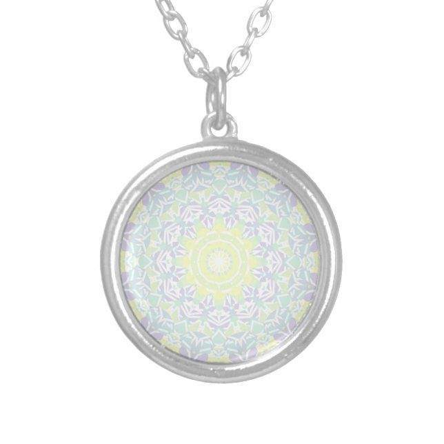 Boho Mandala  Silver Plated Necklace (Front)