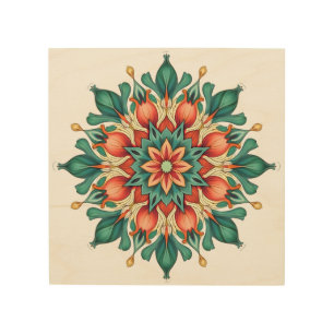 Boho Mandala Wall Art - Turquoise, Coral, and Gold