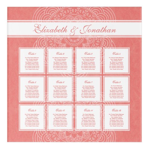 Boho Mandala Wedding Party 12 Table Seating Chart Acrylic Print