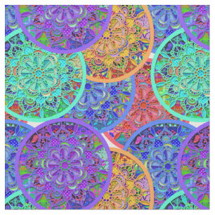 Boho Mandalas   Colorful Circle Patterns Fabric