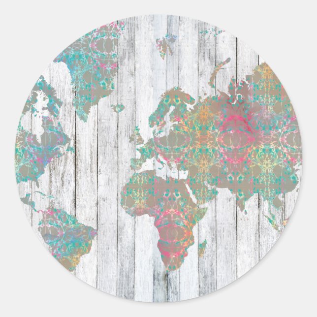 Boho Map II Classic Round Sticker (Front)