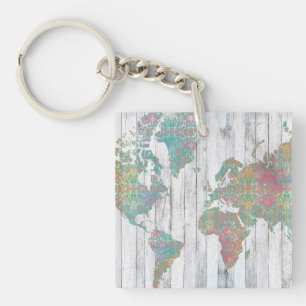 Boho Map II Keychain
