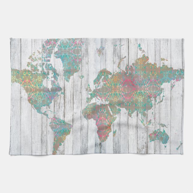 Boho Map II Kitchen Towel (Horizontal)