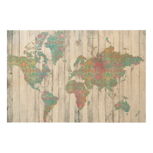 Boho Map II Wood Wall Decor