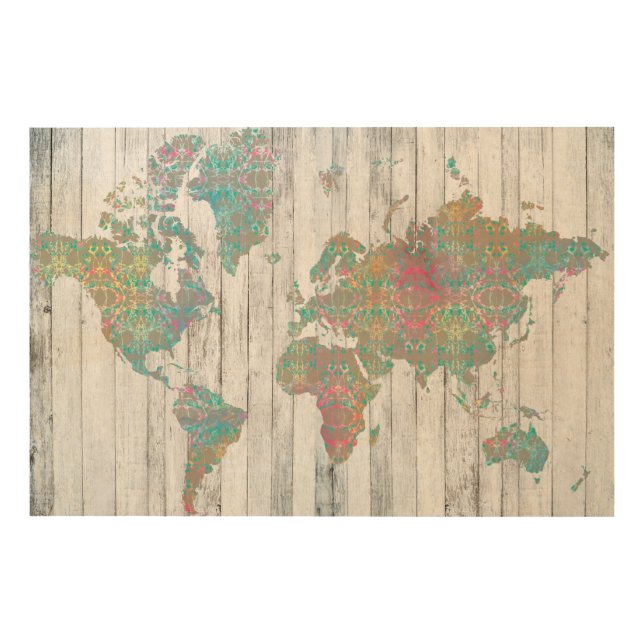 Boho Map II Wood Wall Decor (Front)