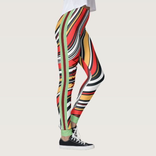 Boho marble pattern l Colorful red green yellow Leggings