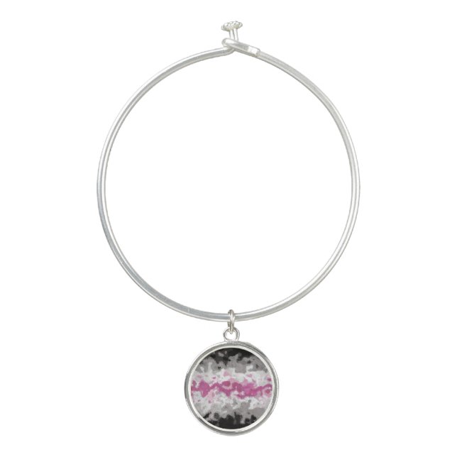 Boho Marbled Abstract Librafeminine Pride Flag Bangle Bracelet (Front)