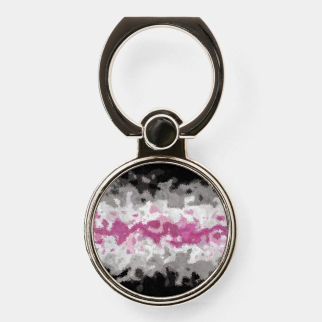 Boho Marbled Abstract Librafeminine Pride Flag Phone Ring Stand (Front)
