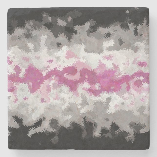 Boho Marbled Abstract Librafeminine Pride Flag Stone Coaster (Front)