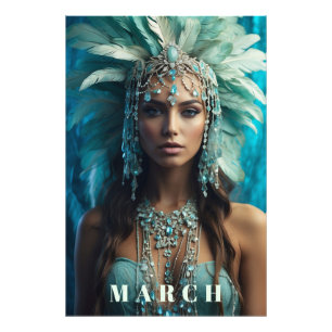 *~* Boho MARCH AP53 AQUAMARINE Headdress Photo Print