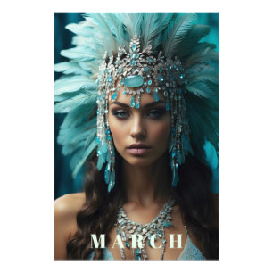 *~* Boho MARCH AP53 Headdress AQUAMARINE Photo Print