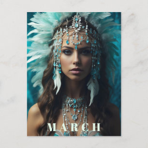 *~* Boho MARCH AQUAMARINE AP53 Headdress Postcard