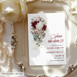 Boho marsala gold roses romantic save the date  invitation