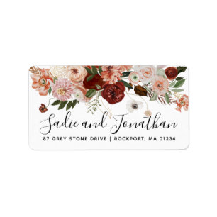 Boho Marsala Pink Terracotta Floral Address Label