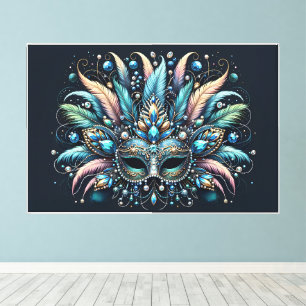 Boho Masquerade Feather Jewel Mask Canvas Print