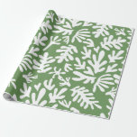 Boho Matisse Botanical Shapes Dark Green Christmas Wrapping Paper