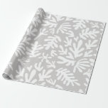 Boho Matisse Botanical Shapes Grey Christmas Wrapping Paper