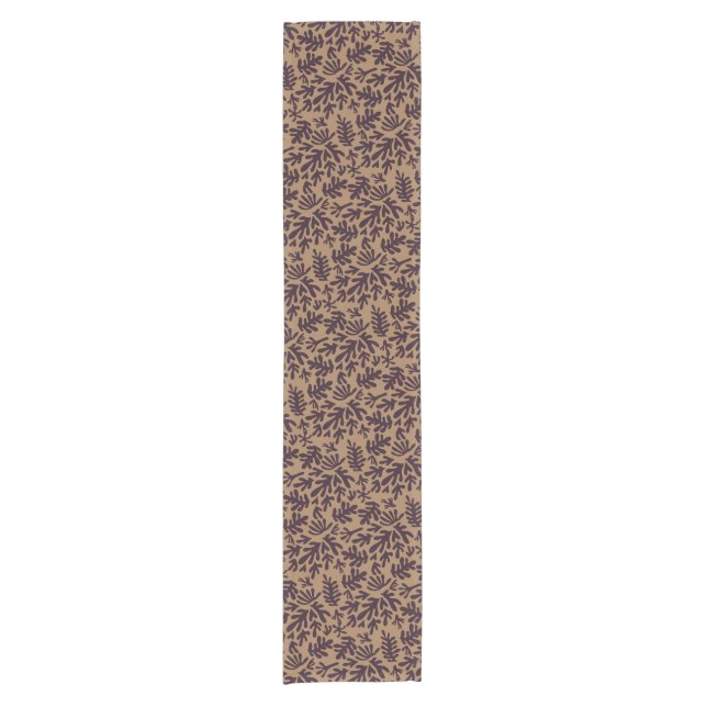 Boho Matisse Botanical Shapes Pattern Black Gold Short Table Runner (Front)