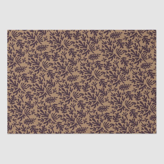 Boho Matisse Botanical Shapes Pattern Black Gold Tissue Paper (Front)