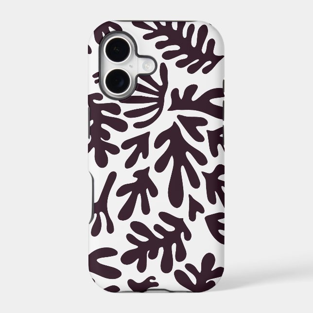 Boho Matisse Botanical Shapes Pattern Black Gray Iphone Case (Back)