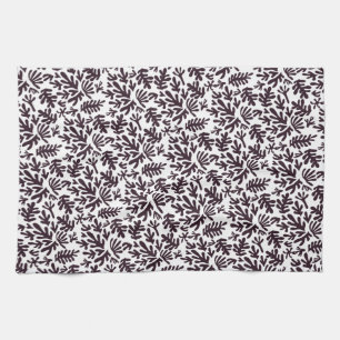 Boho Matisse Botanical Shapes Pattern Black Gray Kitchen Towel