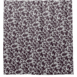 Boho Matisse Botanical Shapes Pattern Black Gray Shower Curtain